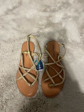 Women's Gold Braided Strappy Sandals